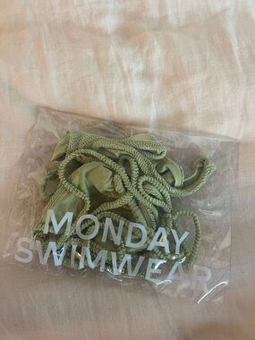 Monday Swimwear Olive Green Ruched Bikini Set